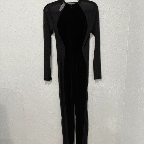 NEW Naked Wardrobe Velvet Mesh Jumpsuit Large - Picture 4 of 7